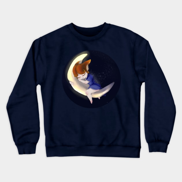 fox cub on the moon Crewneck Sweatshirt by Tea Master 